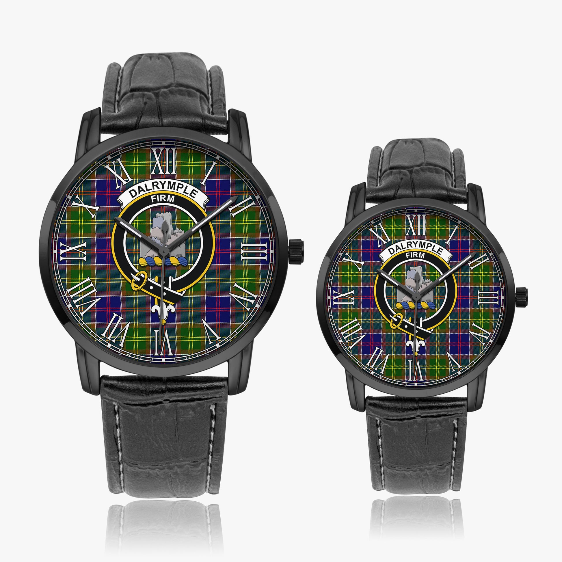 Dalrymple Tartan Family Crest Leather Strap Quartz Watch - Tartanvibesclothing