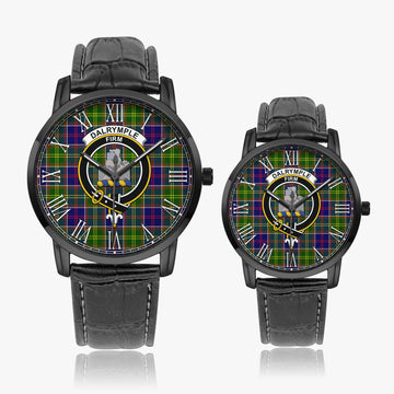 Dalrymple Tartan Family Crest Leather Strap Quartz Watch