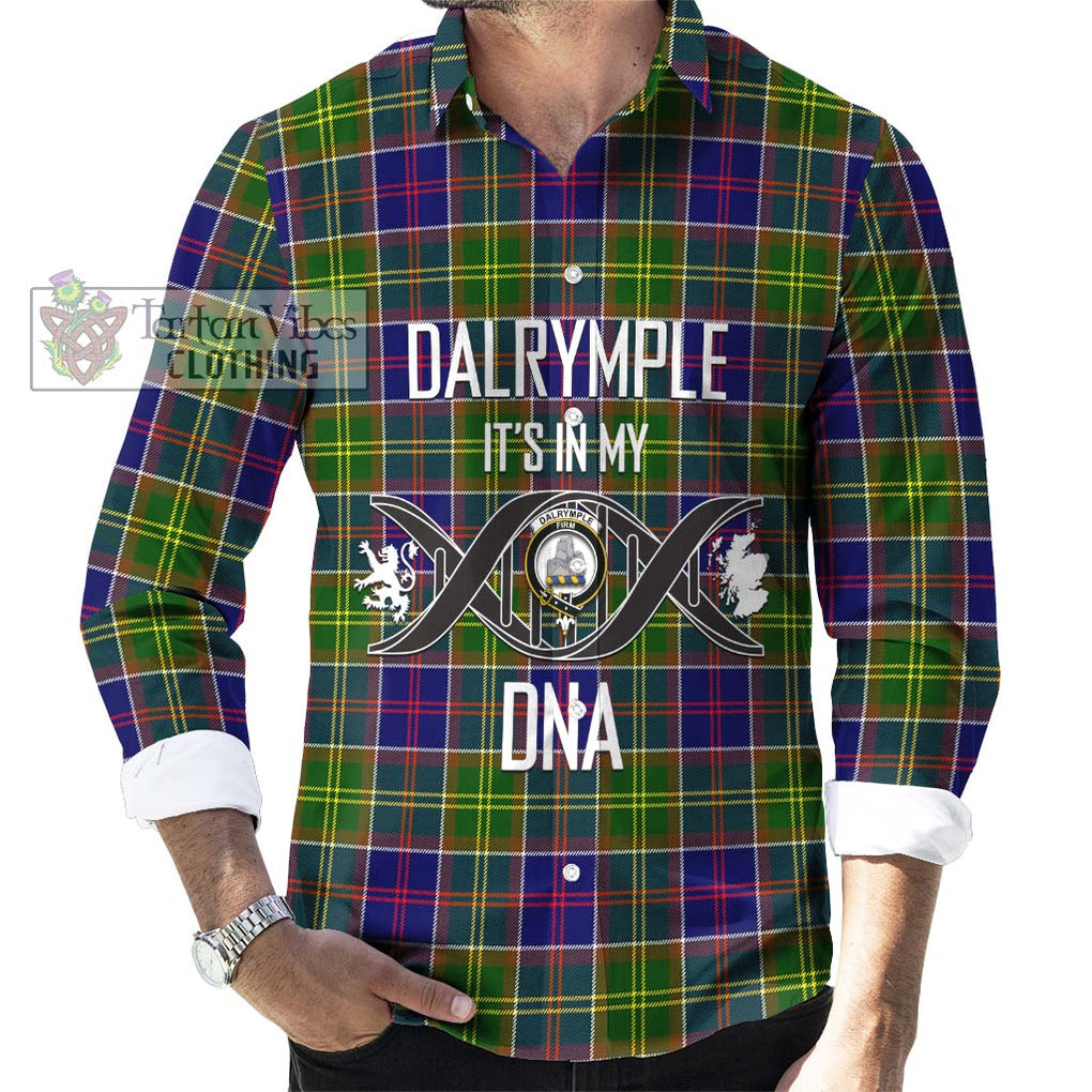 Dalrymple Tartan Long Sleeve Button Shirt with Family Crest DNA In Me Style Men's Shirt S - Tartanvibesclothing Shop