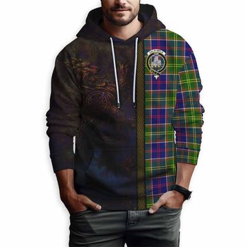 Dalrymple Tartan Family Crest Hoodie Alba Gu Brath Be Brave Lion Ancient Style Pullover Hoodie - Tartan Vibes Clothing