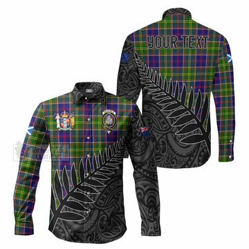 Dalrymple Crest Tartan Long Sleeve Button Shirt with New Zealand Silver Fern Half Style