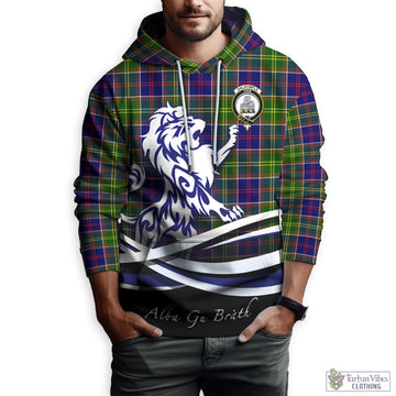 Dalrymple Tartan Hoodie with Alba Gu Brath Regal Lion Emblem