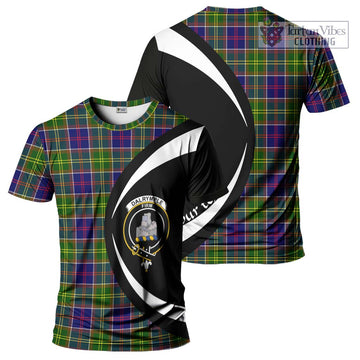 Dalrymple Tartan T-Shirt with Family Crest Circle Style