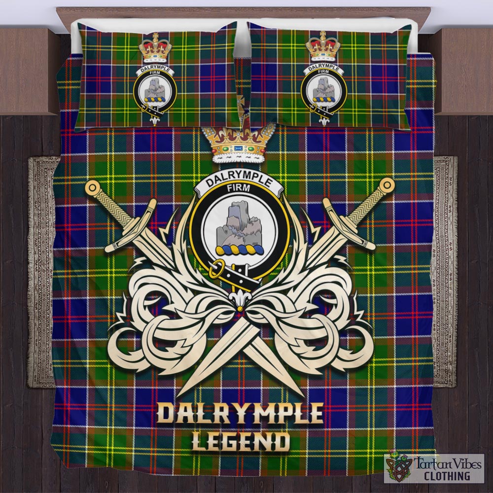 Tartan Vibes Clothing Dalrymple Tartan Bedding Set with Clan Crest and the Golden Sword of Courageous Legacy