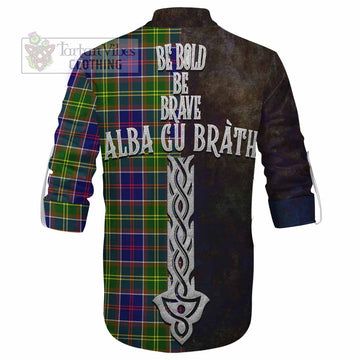 Dalrymple Tartan Family Crest Ghillie Kilt Shirt Alba Gu Brath Be Brave Lion Ancient Style - Tartan Vibes Clothing