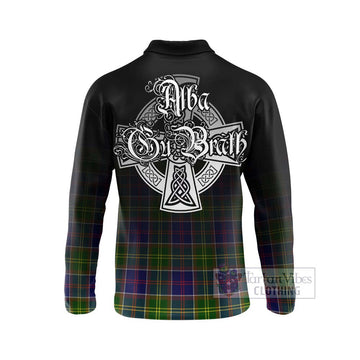 Dalrymple Tartan Long Sleeve Polo Shirt Featuring Alba Gu Brath Family Crest Celtic Inspired - Tartan Vibes Clothing