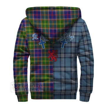 Dalrymple Tartan Sherpa Hoodie Happy St. Andrew's Day Half Tartan Style - Tartan Vibes Clothing
