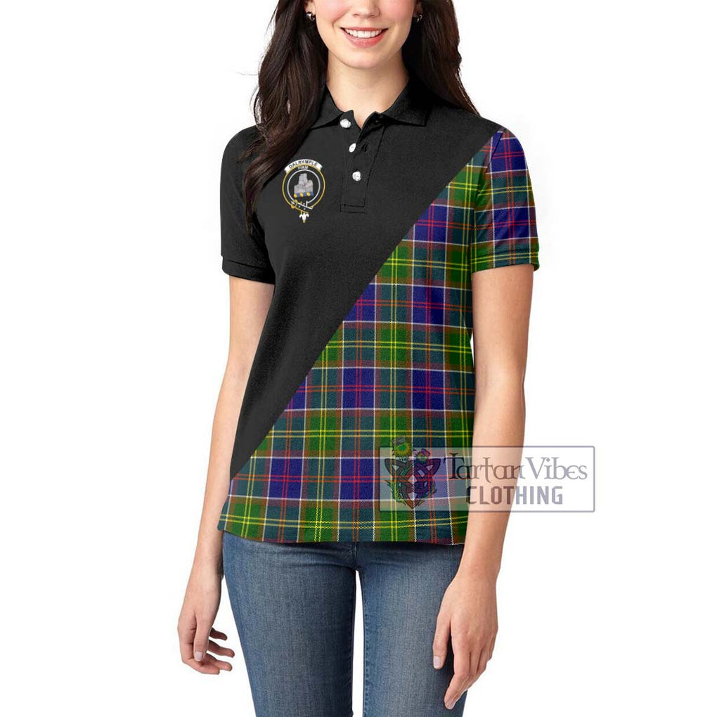 Dalrymple Tartan Women's Polo Shirt with Family Crest and Military Logo Style - Tartanvibesclothing Shop