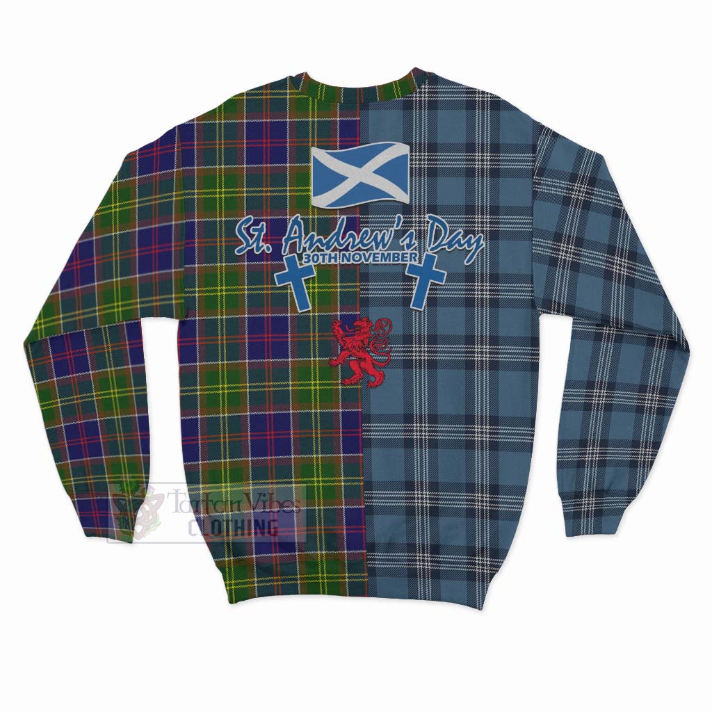 Dalrymple Tartan Sweatshirt Happy St. Andrew's Day Half Tartan Style - Tartan Vibes Clothing