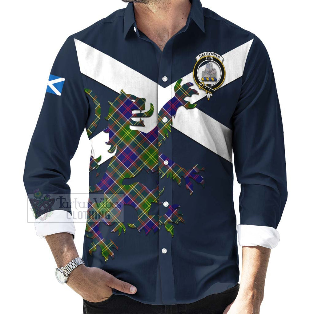 Tartan Vibes Clothing Dalrymple Tartan Lion Rampant Long Sleeve Button Shirt – Proudly Display Your Heritage with Alba Gu Brath and Clan Name