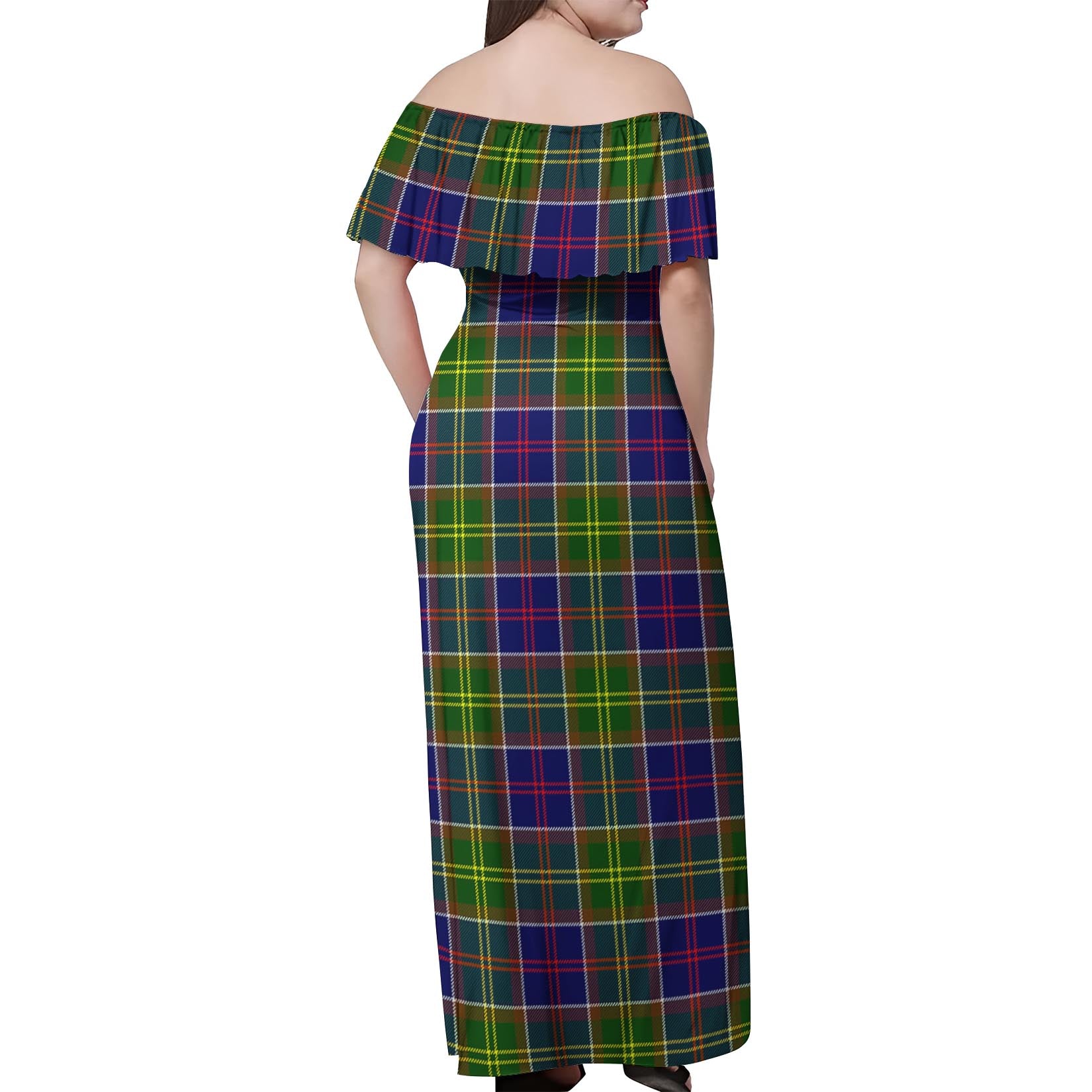 Dalrymple Tartan Off Shoulder Long Dress - Tartanvibesclothing