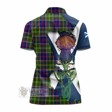 Dalrymple Tartan Family Crest Women's Polo Shirt Scottish Thistle Celtic Inspired - Tartan Vibes Clothing