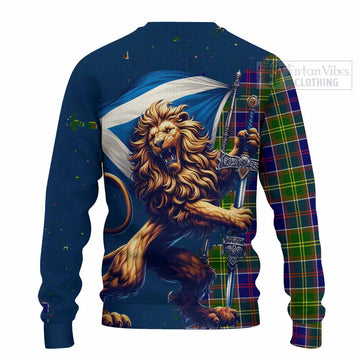 Dalrymple Tartan Family Crest Knitted Sweater with Scottish Majestic Lion - Tartan Vibes Clothing