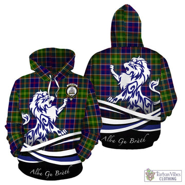 Dalrymple Tartan Hoodie with Alba Gu Brath Regal Lion Emblem