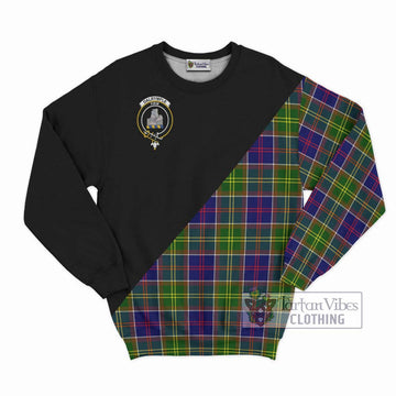 Dalrymple Tartan Sweatshirt with Family Crest and Military Logo Style