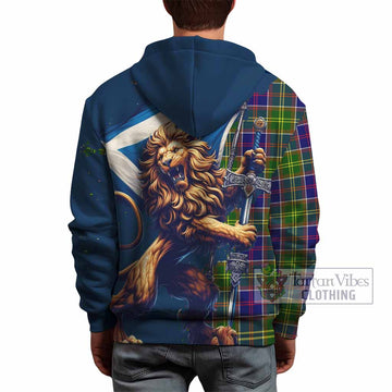 Dalrymple Tartan Family Crest Hoodie with Scottish Majestic Lion - Tartan Vibes Clothing