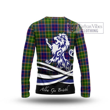 Dalrymple Tartan Long Sleeve T-Shirt with Alba Gu Brath Regal Lion Emblem - Tartan Vibes Clothing