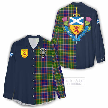 Dalrymple Tartan Women's Casual Shirt Alba with Scottish Lion Royal Arm Half Style