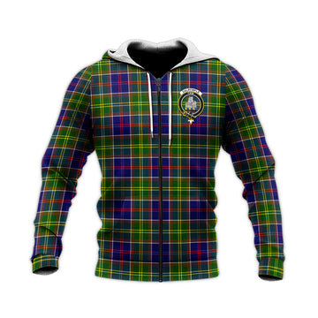 Dalrymple Tartan Knitted Hoodie with Family Crest