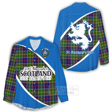 Dalrymple Family Crest Tartan Women's Casual Shirt Celebrate Saint Andrew's Day in Style