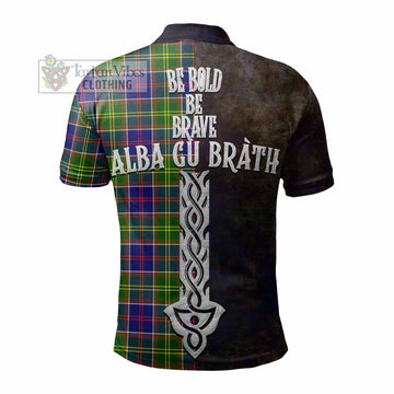 Dalrymple Tartan Family Crest Polo Shirt Alba Gu Brath Be Brave Lion Ancient Style - Tartan Vibes Clothing