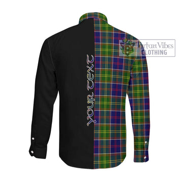 Dalrymple Tartan Long Sleeve Button Shirt with Family Crest and Half Of Me Style