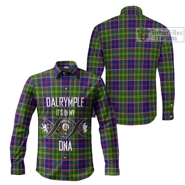 Dalrymple Tartan Long Sleeve Button Shirt with Family Crest DNA In Me Style