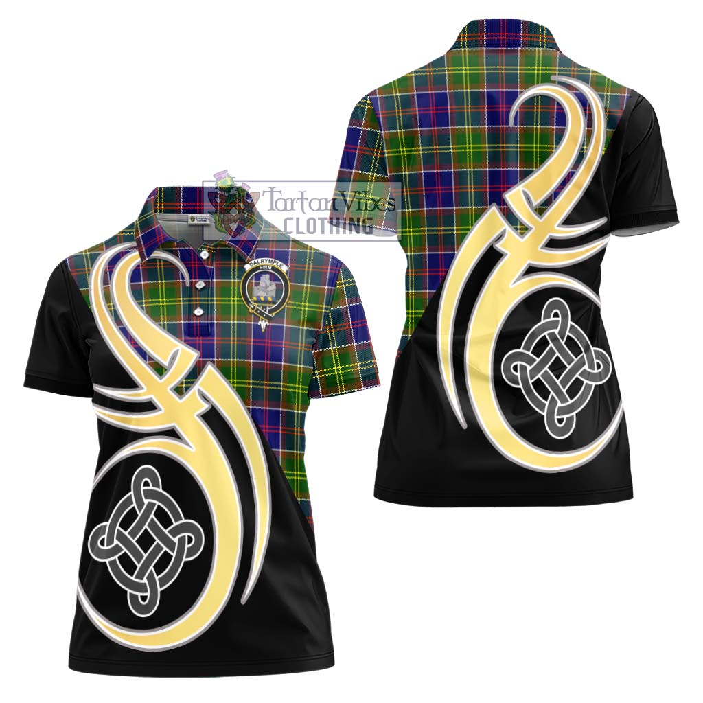 Dalrymple Tartan Women's Polo Shirt with Family Crest and Celtic Symbol Style - Tartan Vibes Clothing