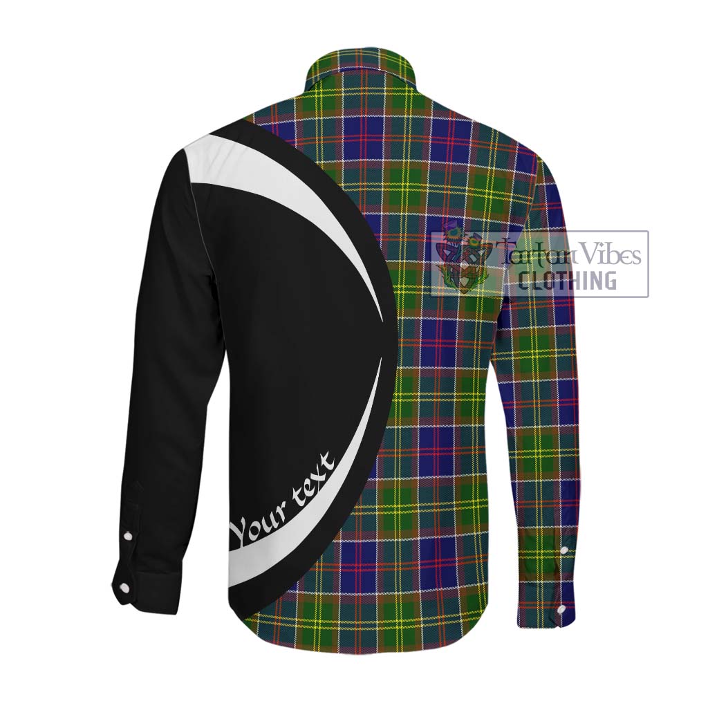 Tartan Vibes Clothing Dalrymple Tartan Long Sleeve Button Up with Family Crest Circle Style