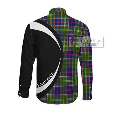 Dalrymple Tartan Long Sleeve Button Up with Family Crest Circle Style