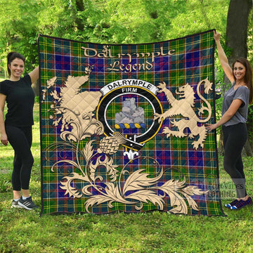 Dalrymple Tartan Quilt with Family Crest and Scottish Symbol Style