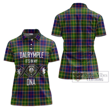 Dalrymple Tartan Women's Polo Shirt with Family Crest DNA In Me Style - Tartan Vibes Clothing