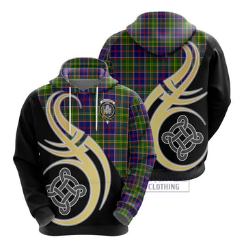 Dalrymple Tartan Hoodie with Family Crest and Celtic Symbol Style