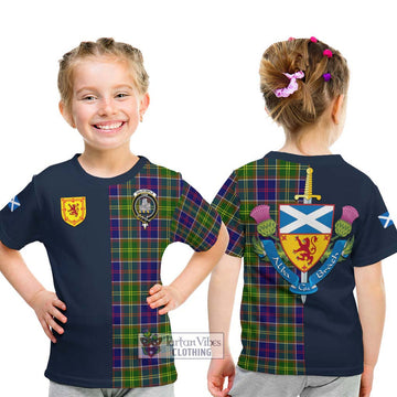Dalrymple Tartan Kid T-Shirt Alba with Scottish Lion Royal Arm Half Style - Tartan Vibes Clothing