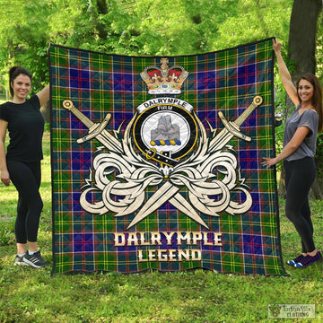 Dalrymple Tartan Quilt with Clan Crest and the Golden Sword of Courageous Legacy