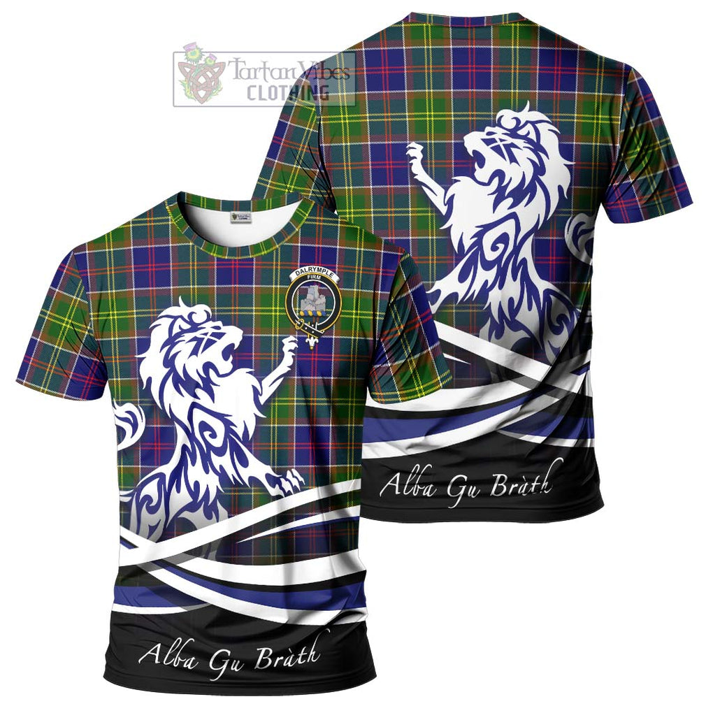Dalrymple Tartan Cotton T-shirt with Alba Gu Brath Regal Lion Emblem Women's Shirt - Tartan Vibes Clothing