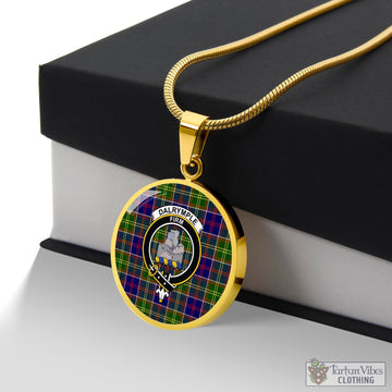 Dalrymple Tartan Circle Necklace with Family Crest