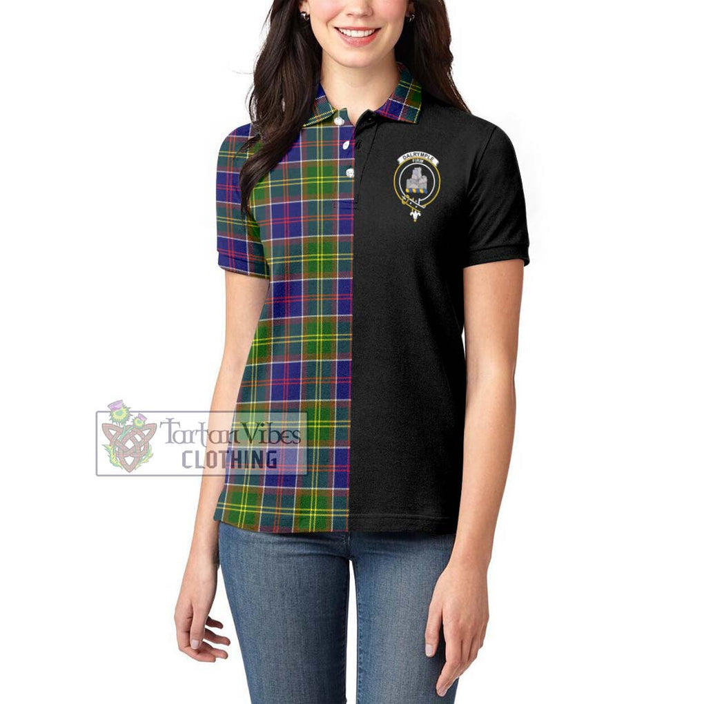 Dalrymple Tartan Women's Polo Shirt with Family Crest and Half Of Me Style - Tartanvibesclothing Shop