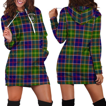Dalrymple Tartan Hoodie Dress with Family Crest - Tartan Vibes Clothing