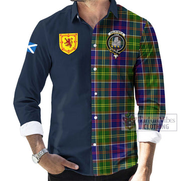 Dalrymple Tartan Long Sleeve Button Shirt Alba with Scottish Lion Royal Arm Half Style