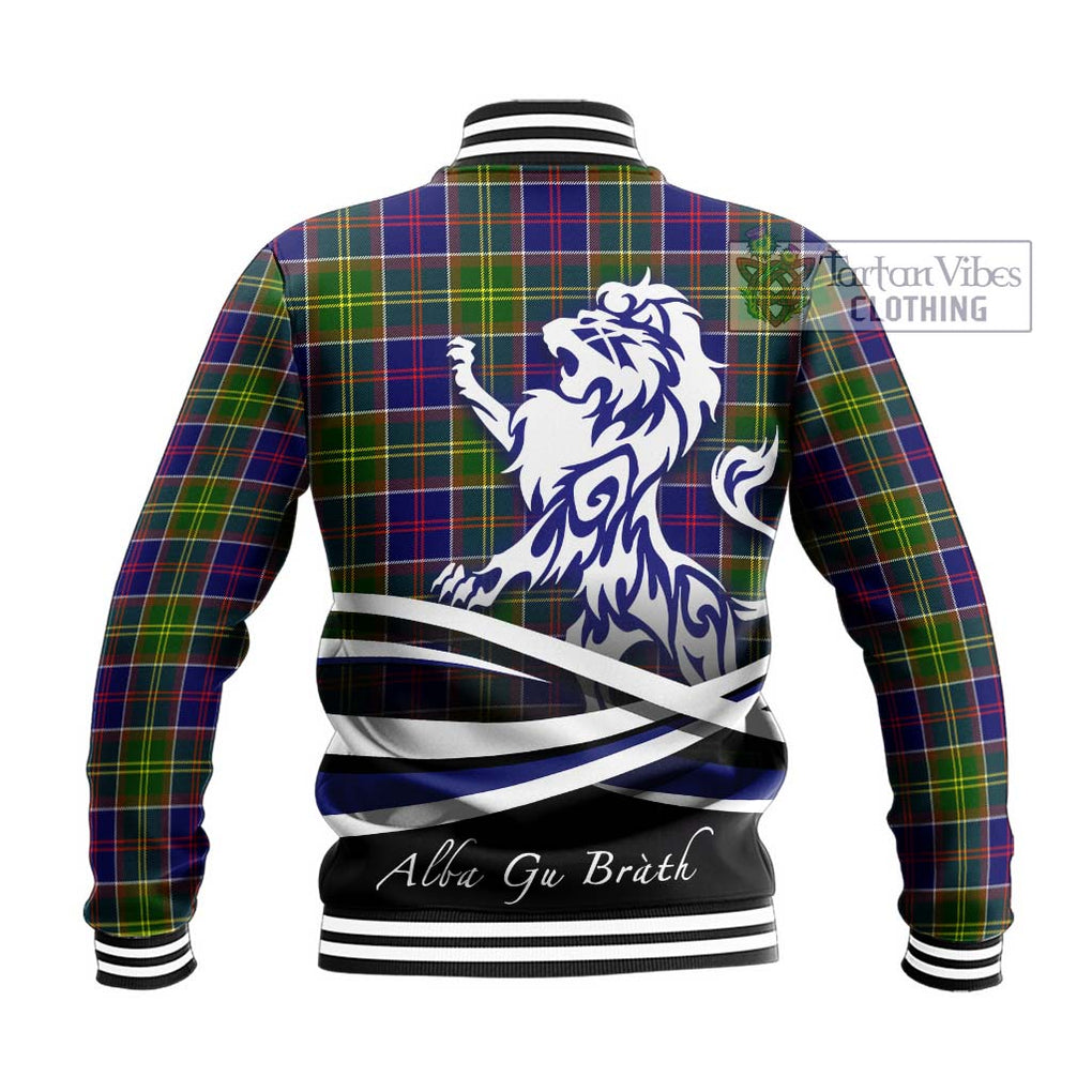 Dalrymple Tartan Baseball Jacket with Alba Gu Brath Regal Lion Emblem - Tartan Vibes Clothing