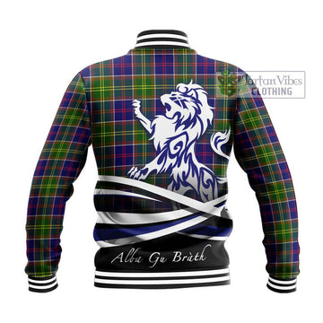 Dalrymple Tartan Baseball Jacket with Alba Gu Brath Regal Lion Emblem - Tartan Vibes Clothing