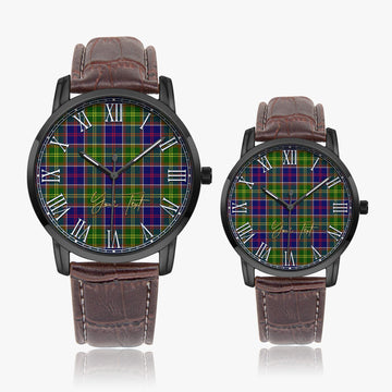 Dalrymple Tartan Personalized Your Text Leather Trap Quartz Watch