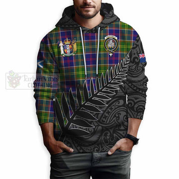 Dalrymple Crest Tartan Hoodie with New Zealand Silver Fern Half Style - Tartan Vibes Clothing