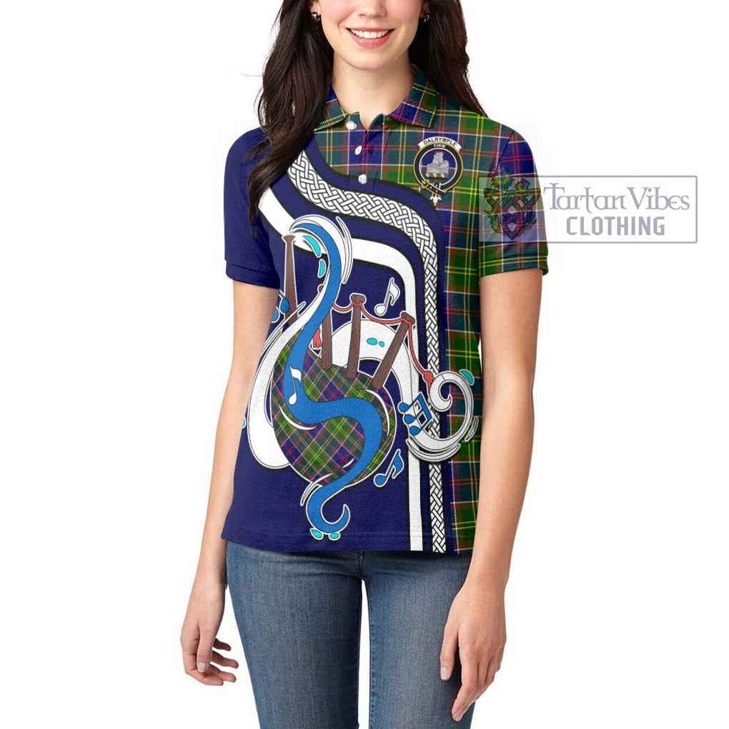 Dalrymple Tartan Women's Polo Shirt with Epic Bagpipe Style - Tartanvibesclothing Shop