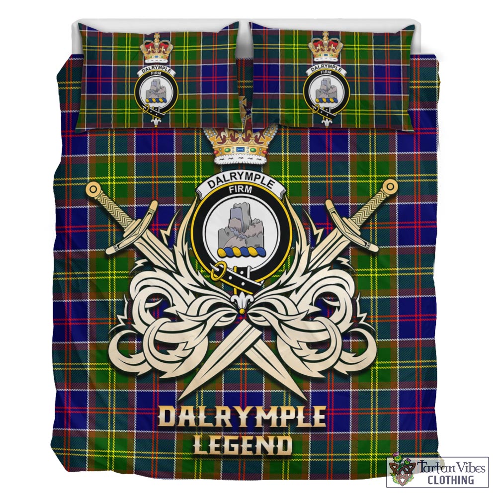 Tartan Vibes Clothing Dalrymple Tartan Bedding Set with Clan Crest and the Golden Sword of Courageous Legacy