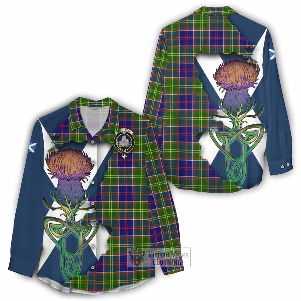 Dalrymple Tartan Family Crest Women's Casual Shirt Scottish Thistle Celtic Inspired - Tartan Vibes Clothing