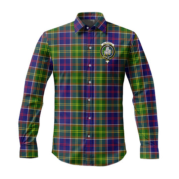 Dalrymple Tartan Long Sleeve Button Up Shirt with Family Crest