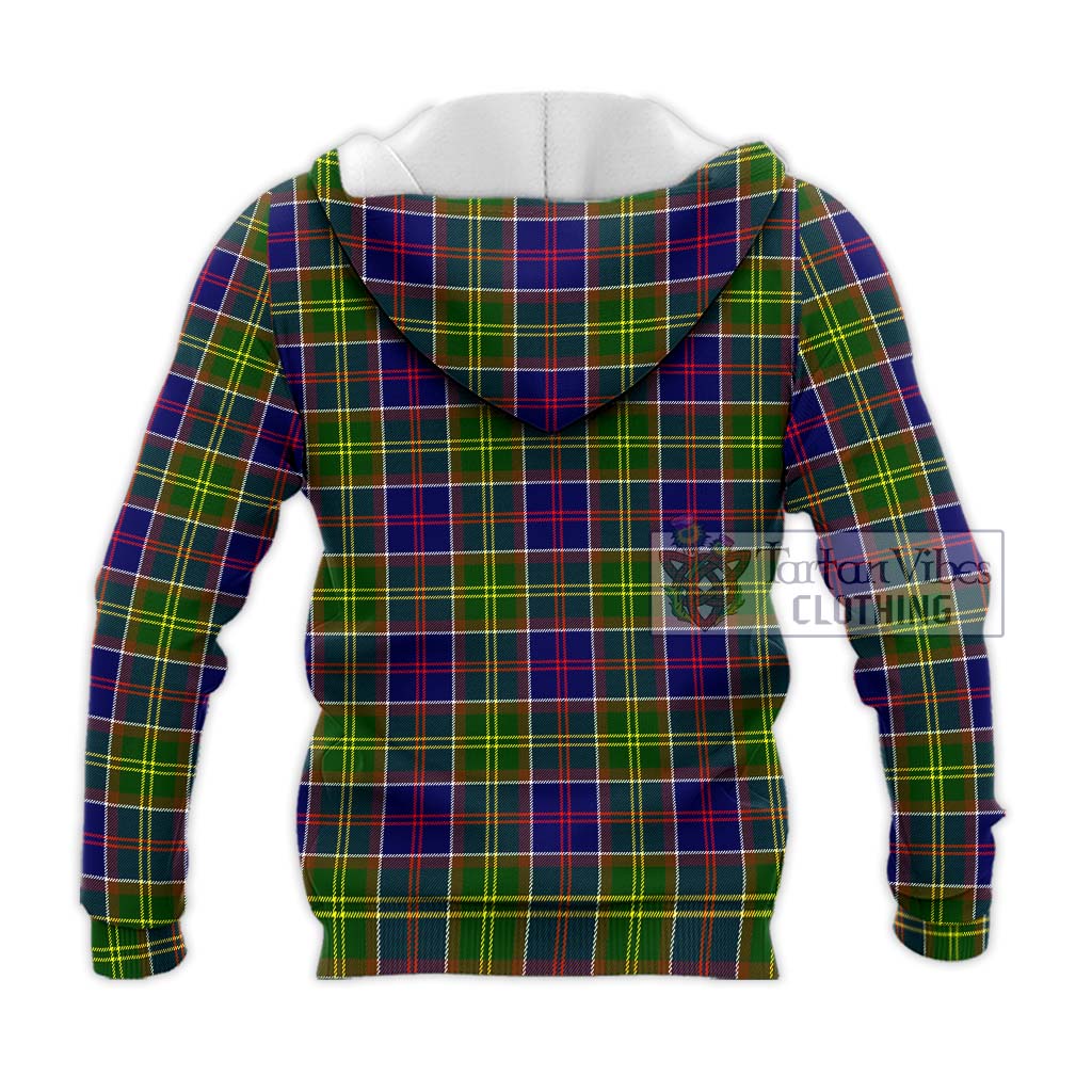 Tartan Vibes Clothing Dalrymple Tartan Knitted Hoodie with Family Crest DNA In Me Style