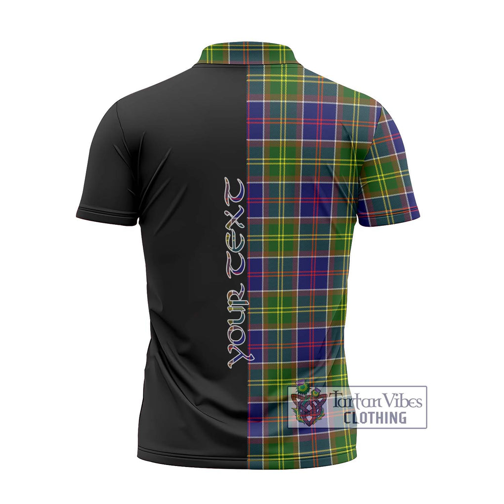 Dalrymple Tartan Zipper Polo Shirt with Family Crest and Half Of Me Style - Tartanvibesclothing Shop